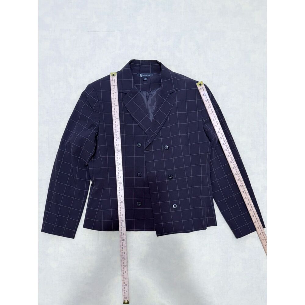 Vintage Larry Levine Windowpane 2-Piece Pantsuit - Double Breasted Blazer Set - Picture 7 of 17